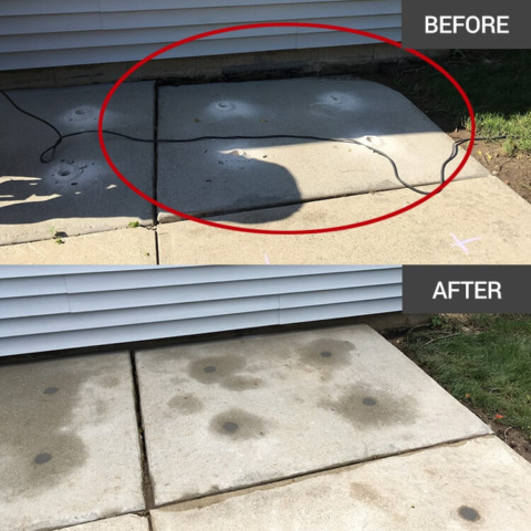 Mudjacking of a patio in Brookfield, Wisconsin