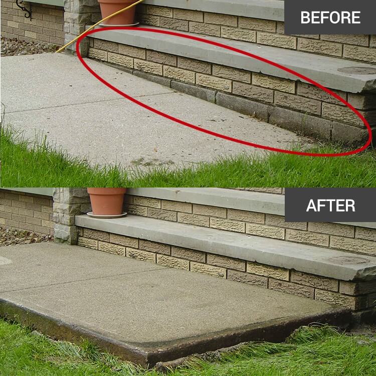 Mudjacking of a front walk in Franklin, Wisconsin