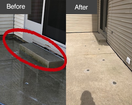 Mudjacking of a patio in Port Washington, Wisconsin